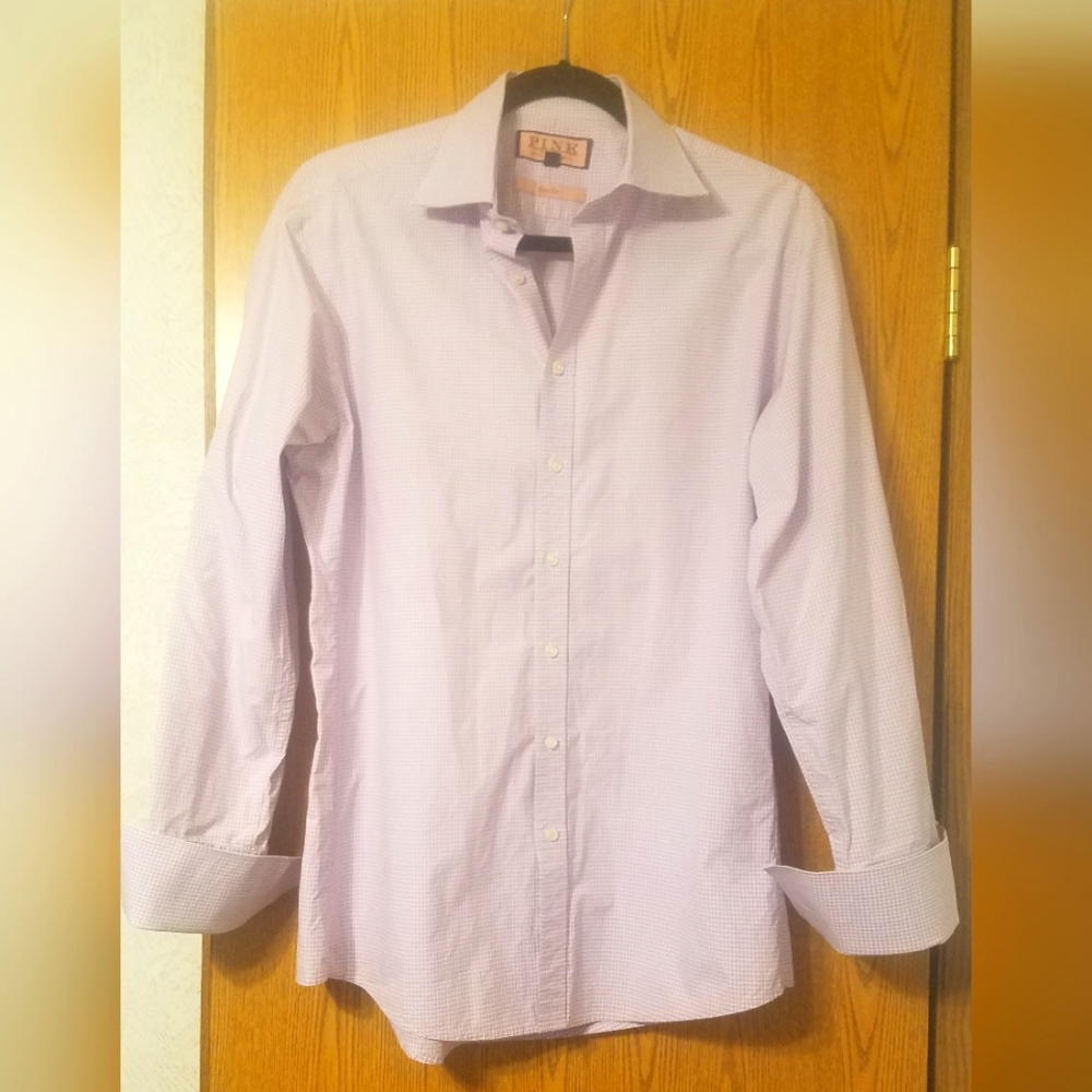 Thomas Pink Men's Purple Slim Fit Dress Shirt 15 1/2